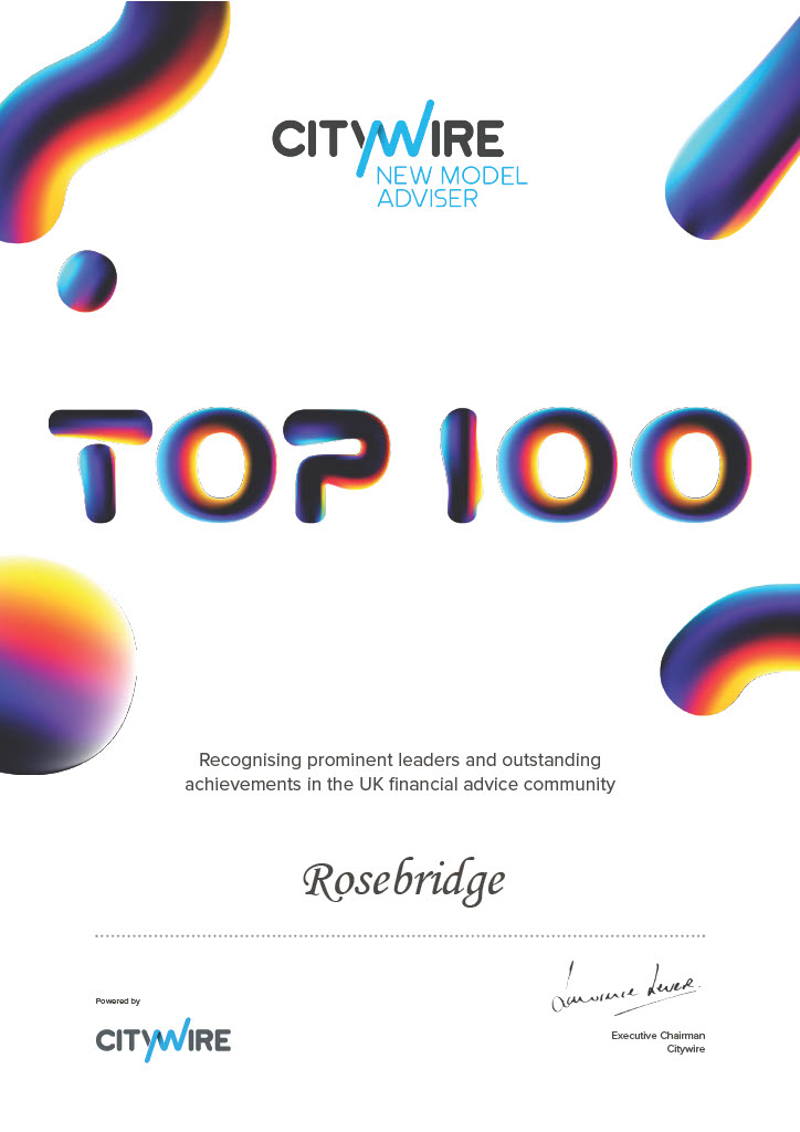 Citywire top 100 certificate for 2024